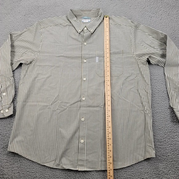 Columbia Shirt Mens XL Tan Green Button Down Outdoor Classic Long Sleeve Casual - Picture 9 of 11